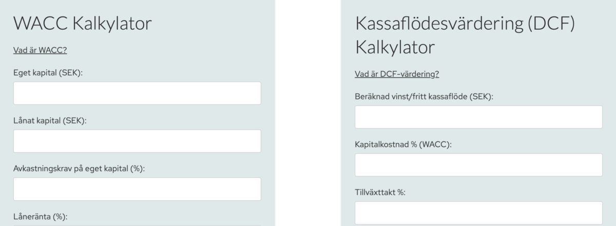 värderingskalkylator förhandsvisning